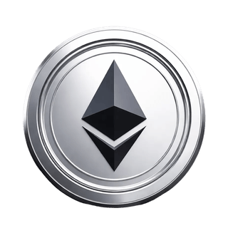 Elemento gráfico suspendido con el símbolo de la moneda de Ethereum (ETH)